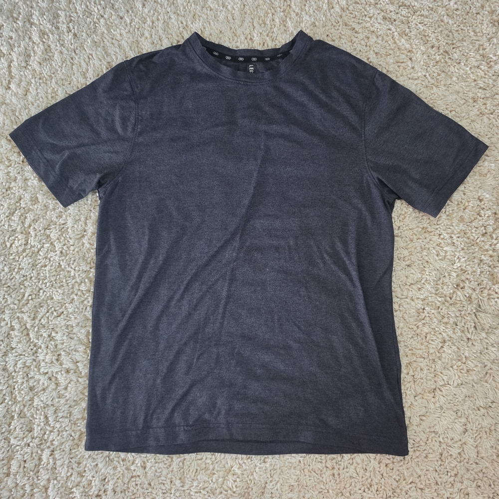 LEG3ND Mens Legendary Crew Neck Dark Grey Tee Shirt